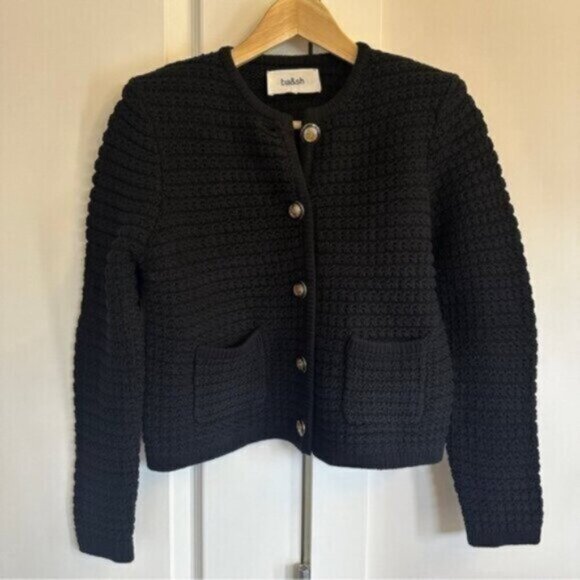 NEW Ba&sh  Bash Gaspard Tweed Cardigan Jacket in Black | size 1 / S - Picture 10 of 14